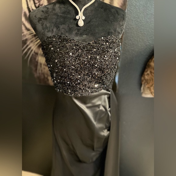 🖤🖤Missord Contrast Sequin Split Thigh Side Draped Formal/Evening Dress🖤SZ L - Picture 7 of 17